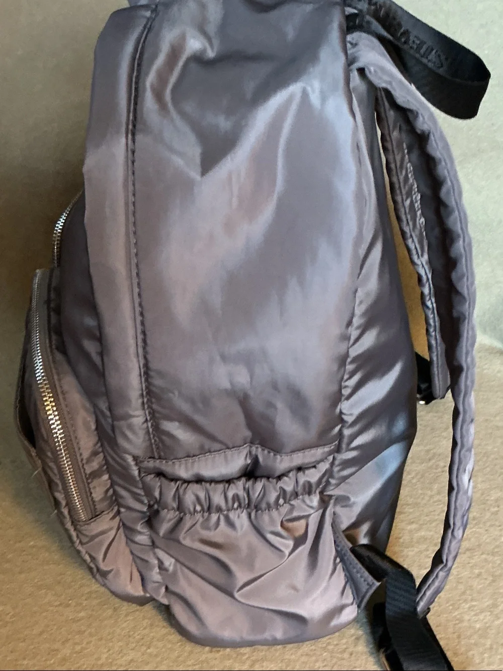 Steve Madden Charcoal Gray Nylon Backpack with Embossed Patch